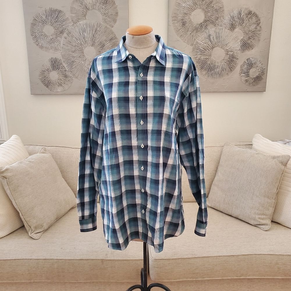 Maker & Company Long Sleeve Plaid Button-down Shirt Sz XXL